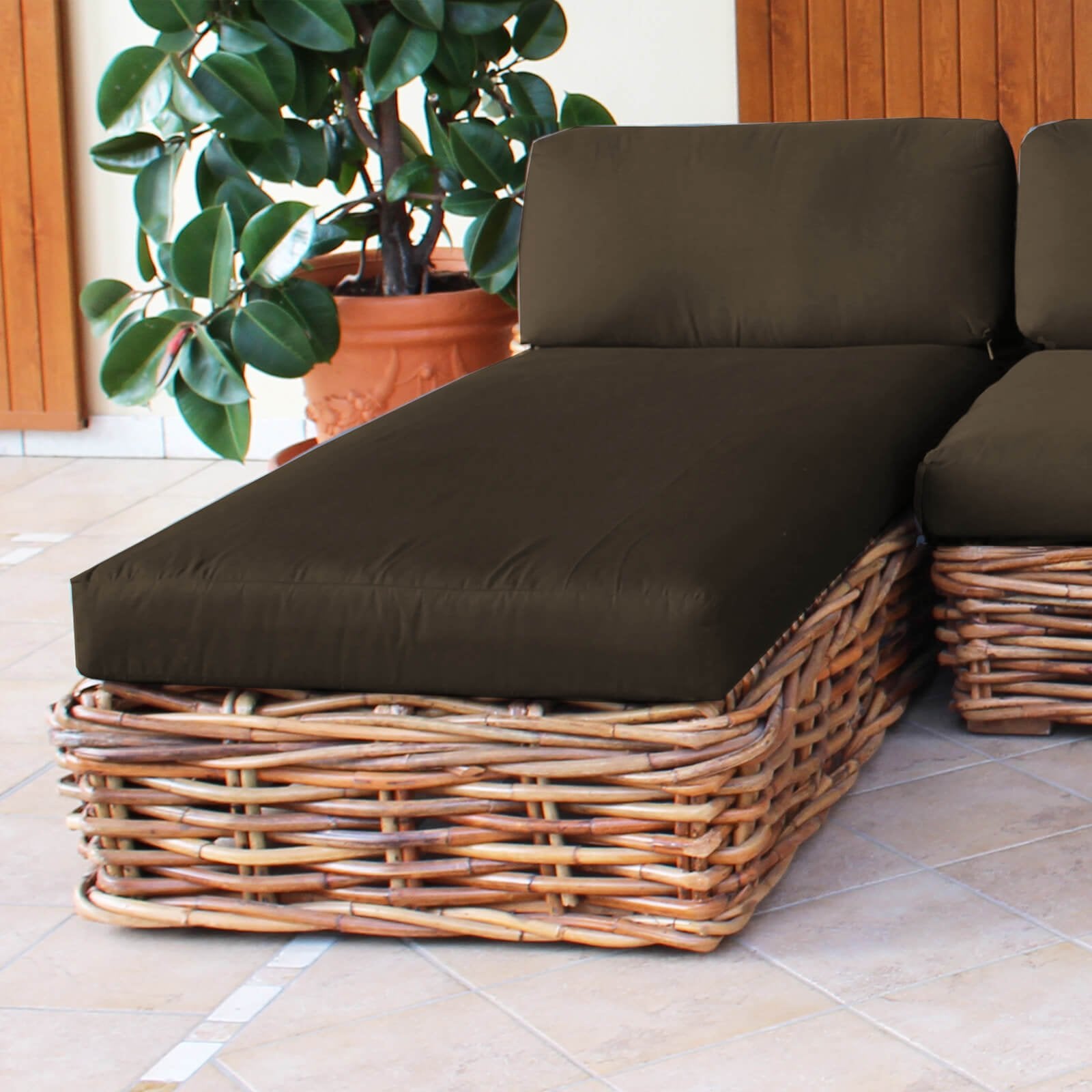 Chaise longue da Giardino con cuscino in Rattan naturale - NATUR