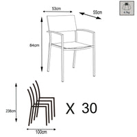 Poltrona da Giardino Impilabile in Acciaio Textilene cm 56x54x83 - DOLPH