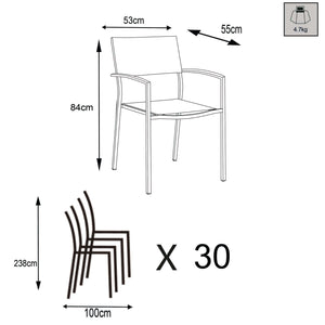 Poltrona da Giardino Impilabile in Acciaio Textilene cm 56x54x83 - DOLPH