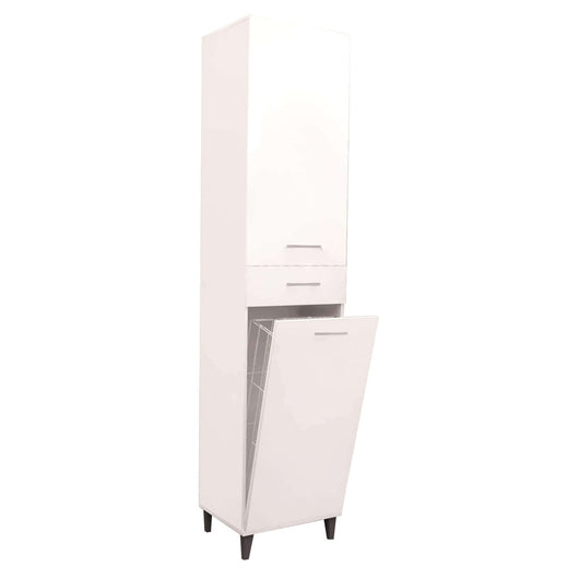 Armadietto da Bagno con portabiancheria in Legno Composito cm 45x40x190 - INGRAM