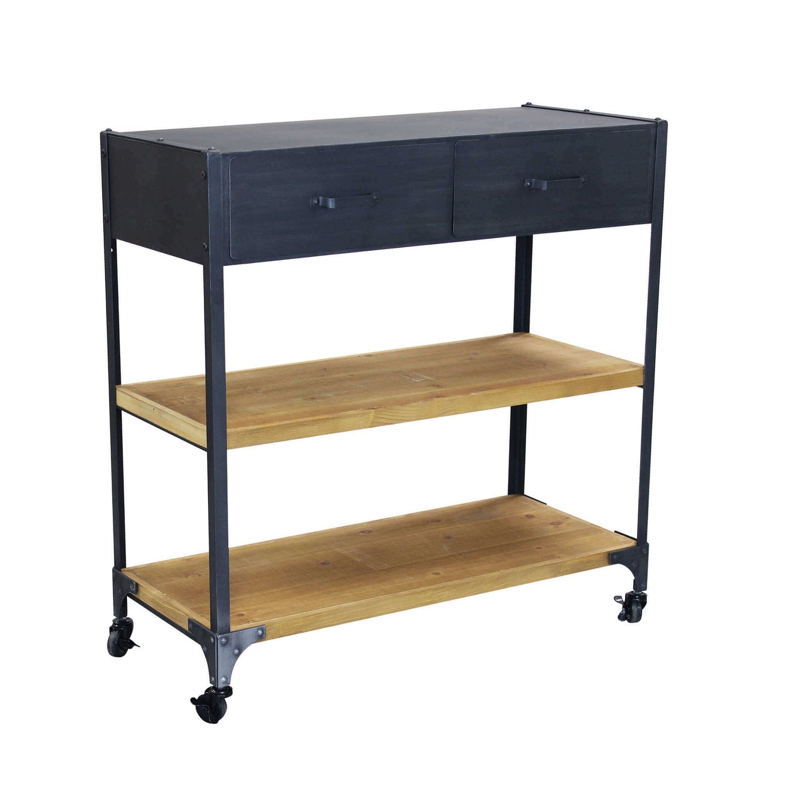 Scaffale con ruote in Acciaio Legno cm 90 5x39 5x92 5 - JOLYON