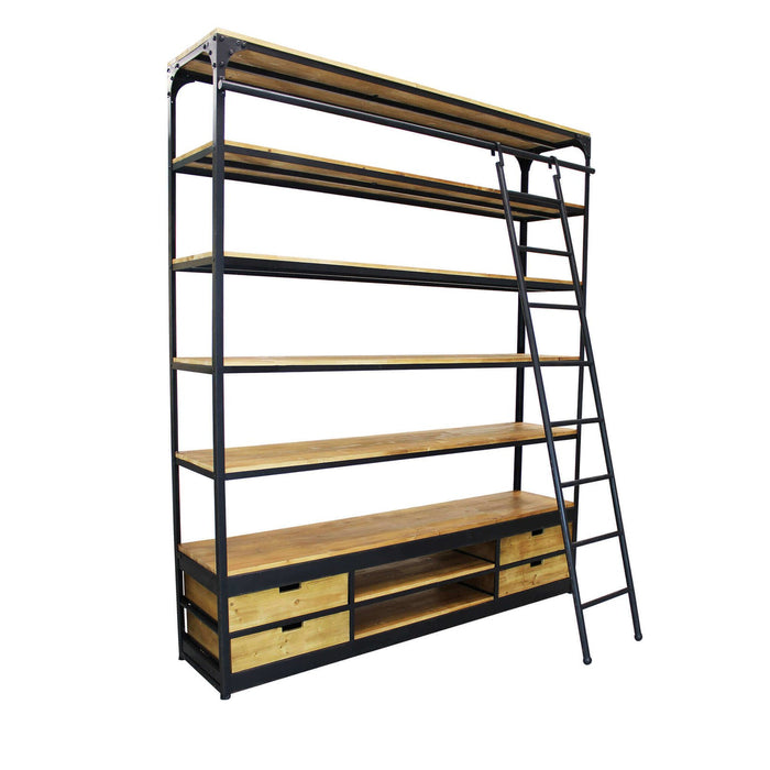 Libreria Industrial in Acciaio Legno cm 182x41x217 - NEWTON