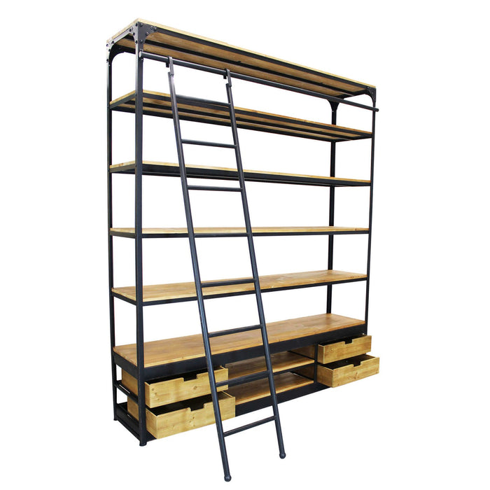 Libreria Industrial in Acciaio Legno cm 182x41x217 - NEWTON