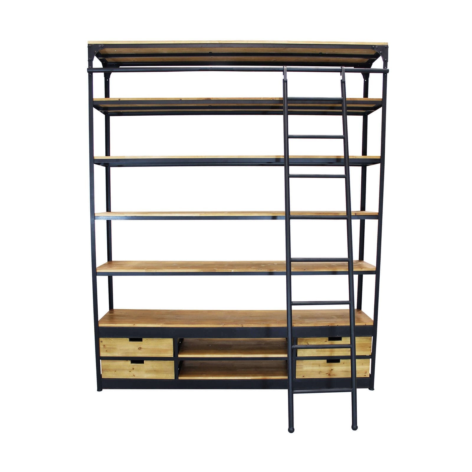 Libreria Industrial in Acciaio Legno cm 182x41x217 - NEWTON