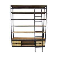 Libreria Industrial in Acciaio Legno cm 182x41x217 - NEWTON