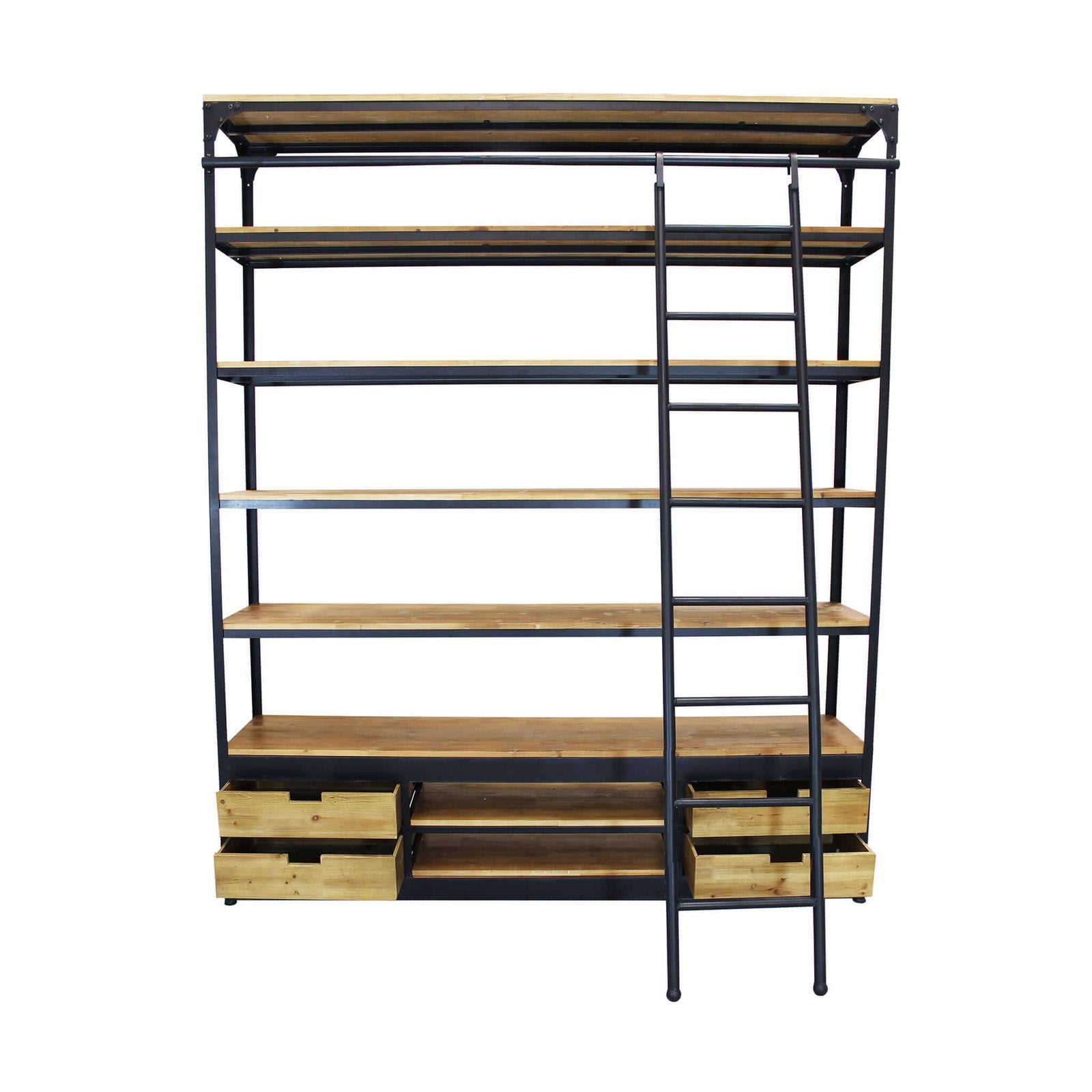 Libreria Industrial in Acciaio Legno cm 182x41x217 - NEWTON