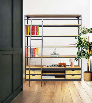 Libreria Industrial in Acciaio Legno cm 182x41x217 - NEWTON