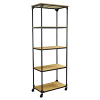 Libreria Industrial in Acciaio Legno cm 64x37 5x169 5 - ROYCE