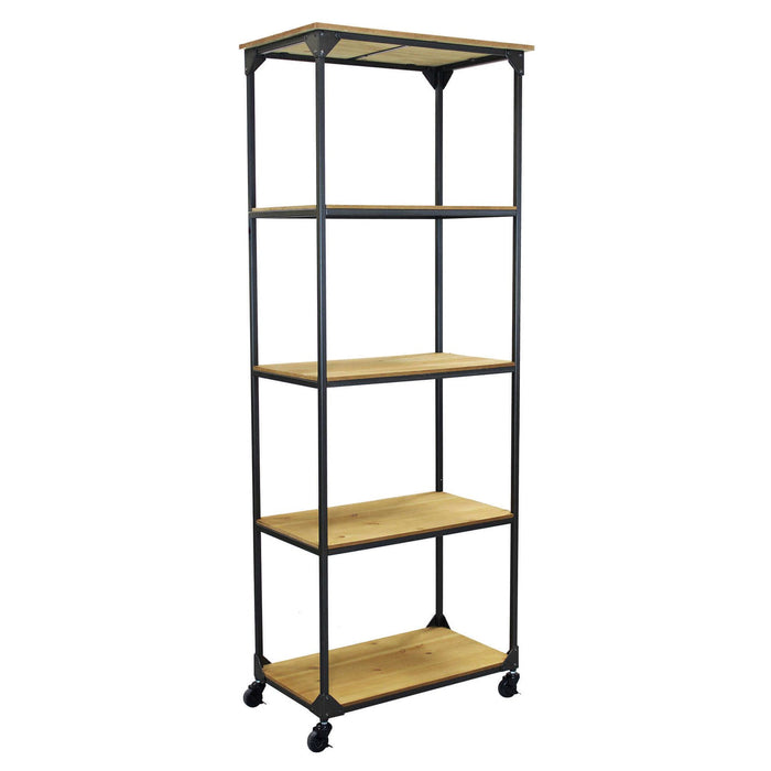 Libreria Industrial in Acciaio Legno cm 64x37 5x169 5 - ROYCE