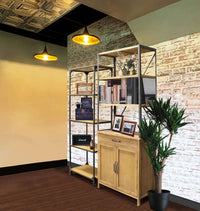 Libreria Industrial in Acciaio Legno cm 64x37 5x169 5 - ROYCE