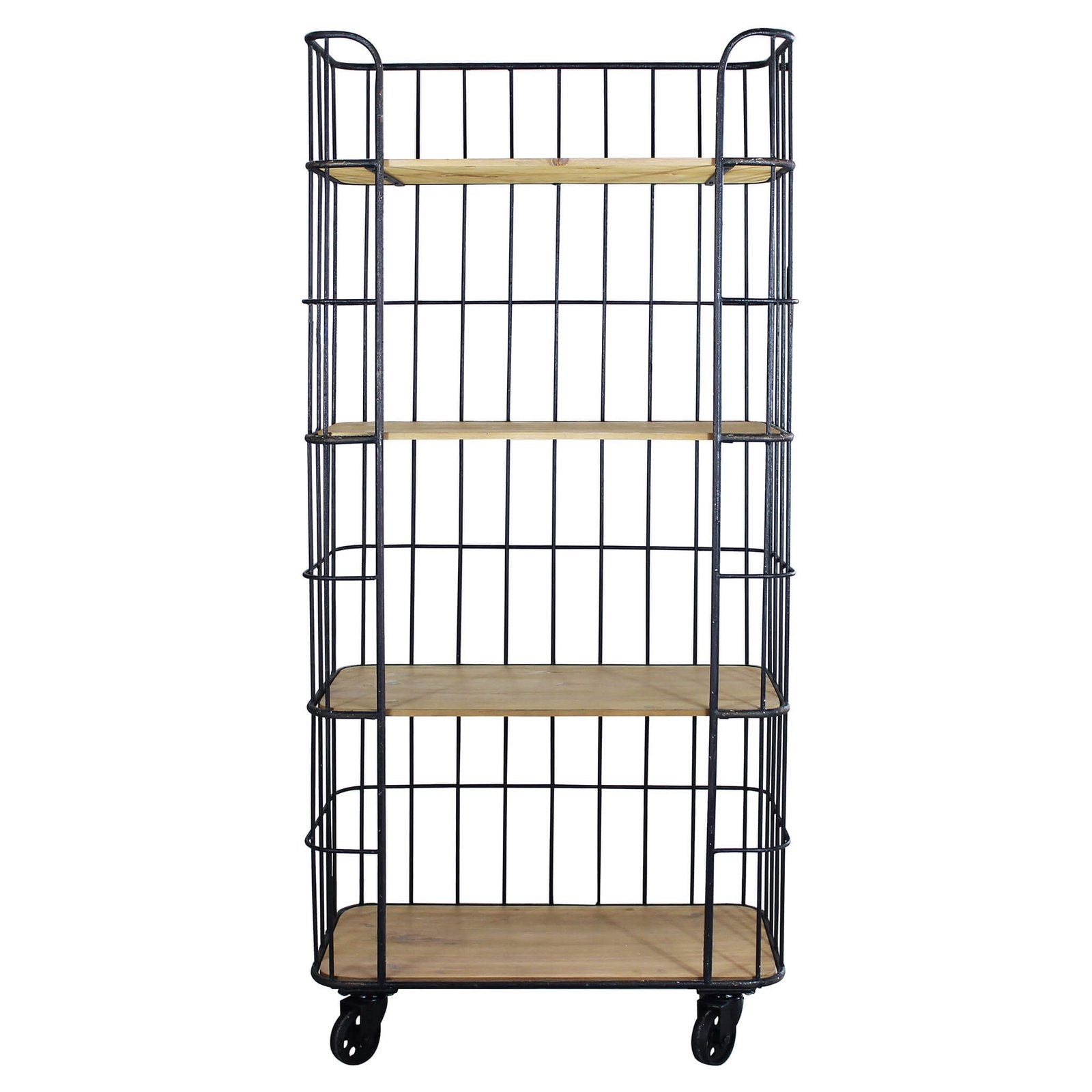 Scaffale Industrial con ruote in Legno Metallo cm 77x40x168 - BRAXTON