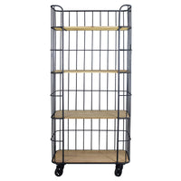 Scaffale Industrial con ruote in Legno Metallo cm 77x40x168 - BRAXTON