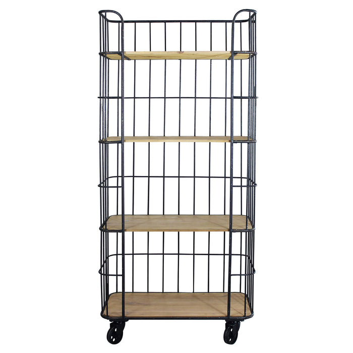 Scaffale Industrial con ruote in Legno Metallo cm 77x40x168 - BRAXTON