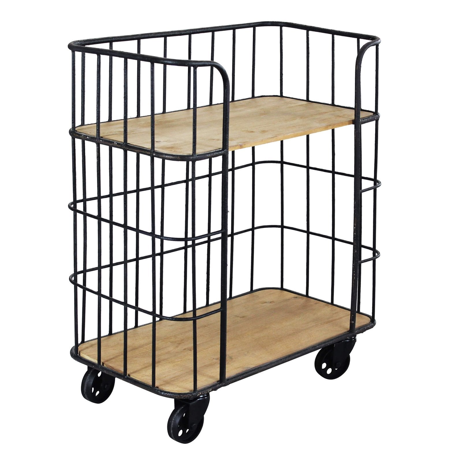 Scaffale Industrial con ruote in Legno Metallo cm 72x39x87 - DALLAS