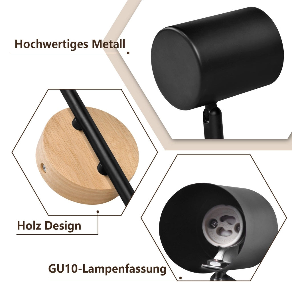 ZMH Faretto da soffitto neri moderni 2 fiamme GU10 per camera letto corridoio