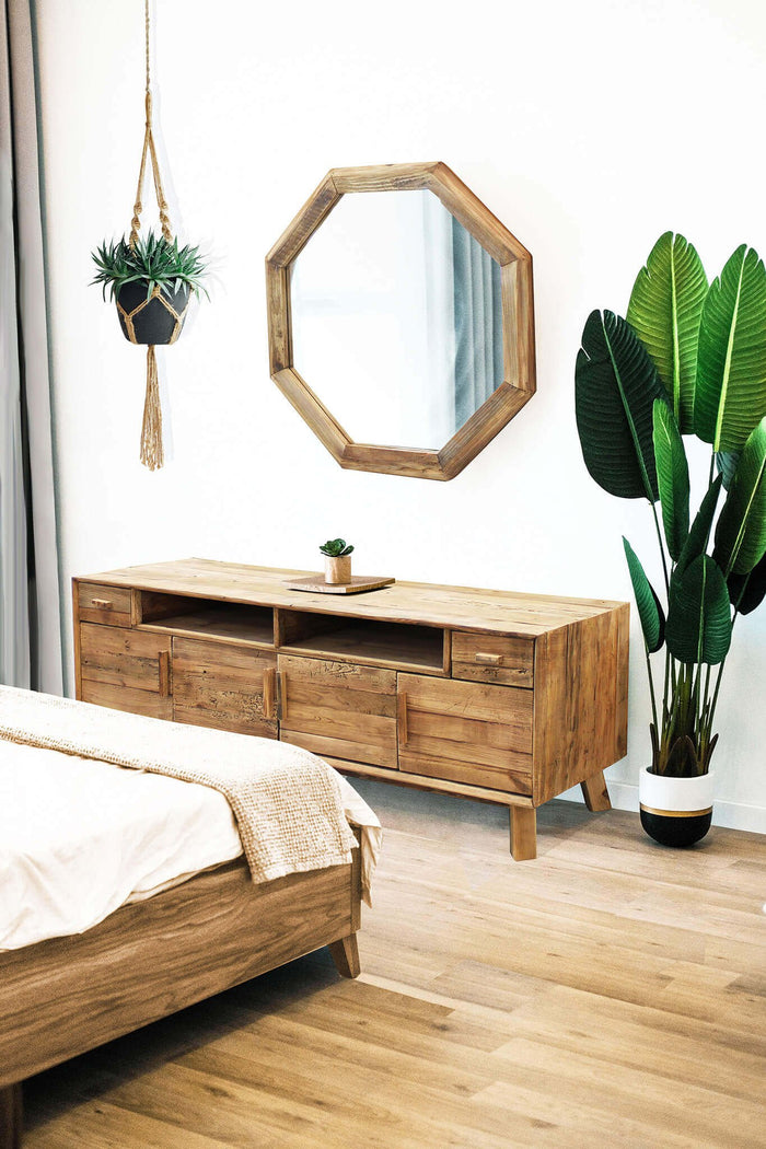 Porta tv con 2 cassetti in Pino riciclato cm 180x48x65 - PINE