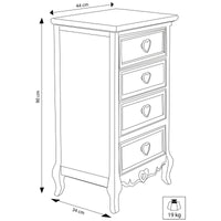 Cassettiera 4 cassetti in Legno cm 44x34x90 - CHAUNCEY