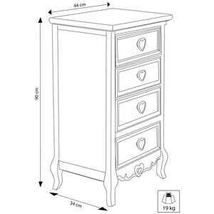 Cassettiera 4 cassetti in Legno cm 44x34x90 - CHAUNCEY