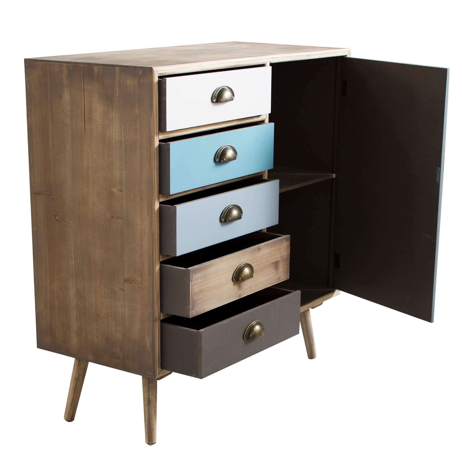 Mobiletto multicolor in Legno MDF cm 80x35x65 - NELSON