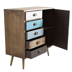 Mobiletto multicolor in Legno MDF cm 80x35x65 - NELSON