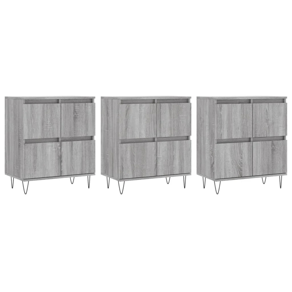 Buffet credenza cassettiera armadio mobile contenitore organizer per cucina soggiorno salotti 3 pezzi legno ingegnerizzato Sonoma grigio 02_0037189