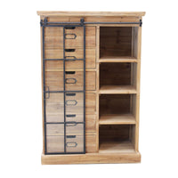 Cassettiera con anta scorrevole in Legno Metallo cm 82x39 5x123 - BRENNAN