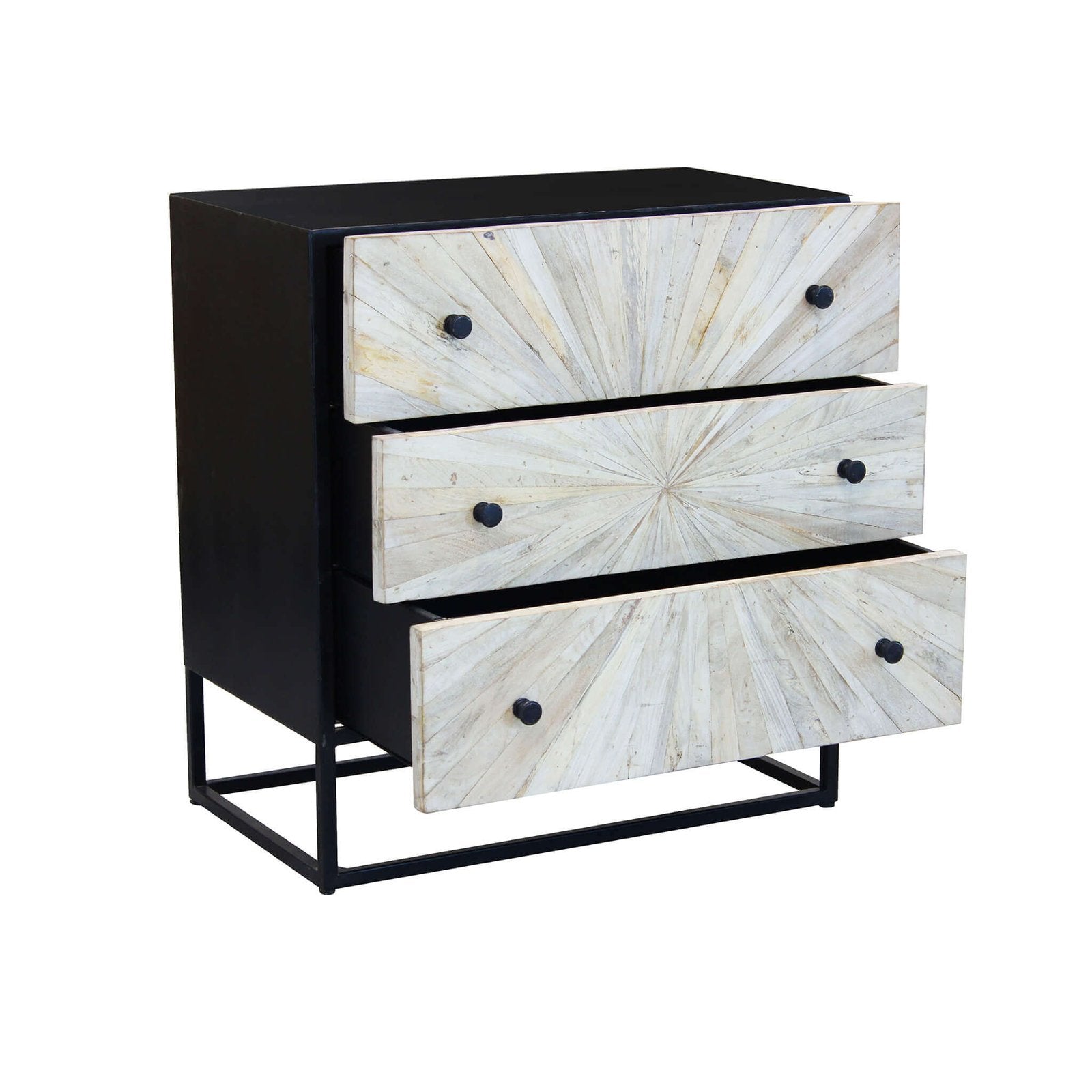 Cassettiera 3 cassetti in Legno Metallo cm 75x45x81 - RAPHAEL