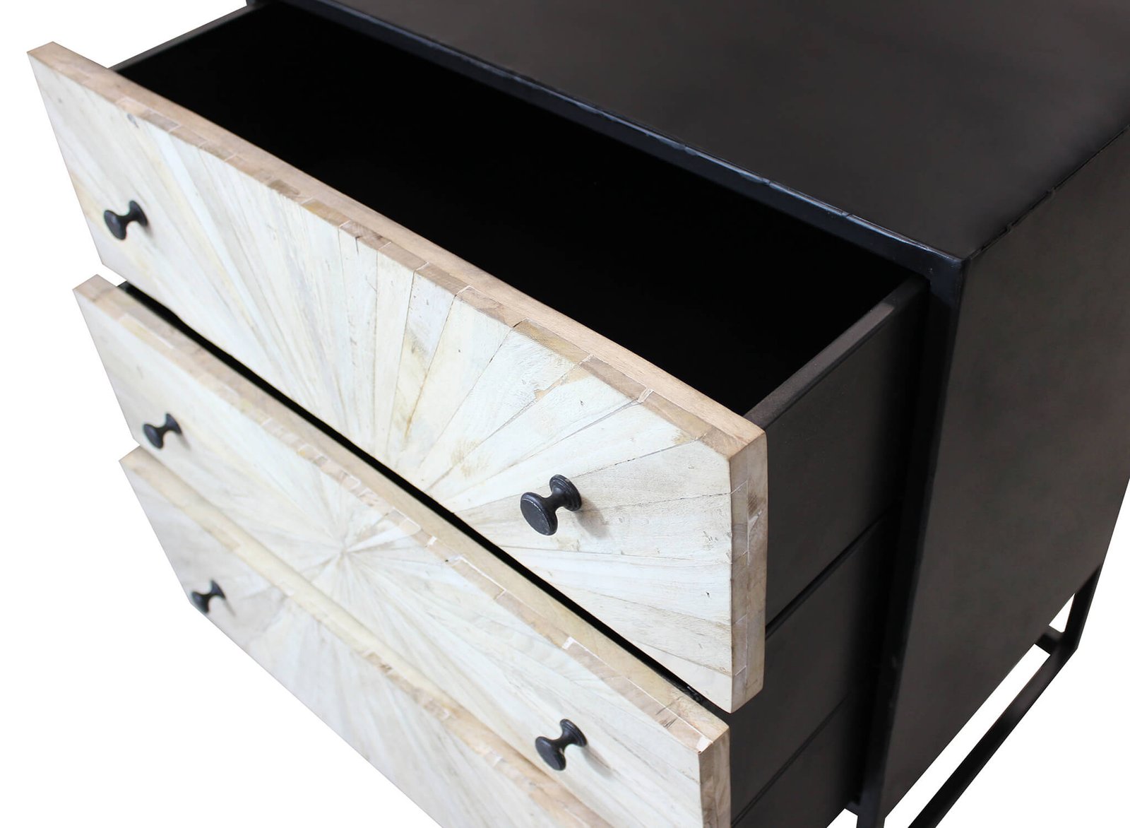 Cassettiera 3 cassetti in Legno Metallo cm 75x45x81 - RAPHAEL