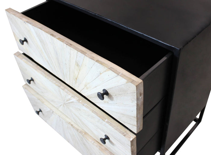 Cassettiera 3 cassetti in Legno Metallo cm 75x45x81 - RAPHAEL