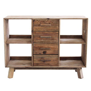 Credenza con 4 cassetti in Pino riciclato cm 120x40x90 - PINE