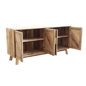 Credenza con 4 ante in Pino riciclato cm 180x48x85 - PINE