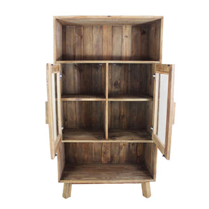 Credenza con Vetrina in Pino riciclato cm 90x40x160 - PINE