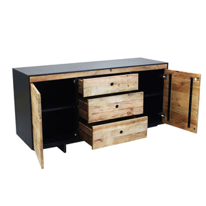 Madia 2 ante 3 cassetti in Pino riciclato cm 150x48x76 - PINE