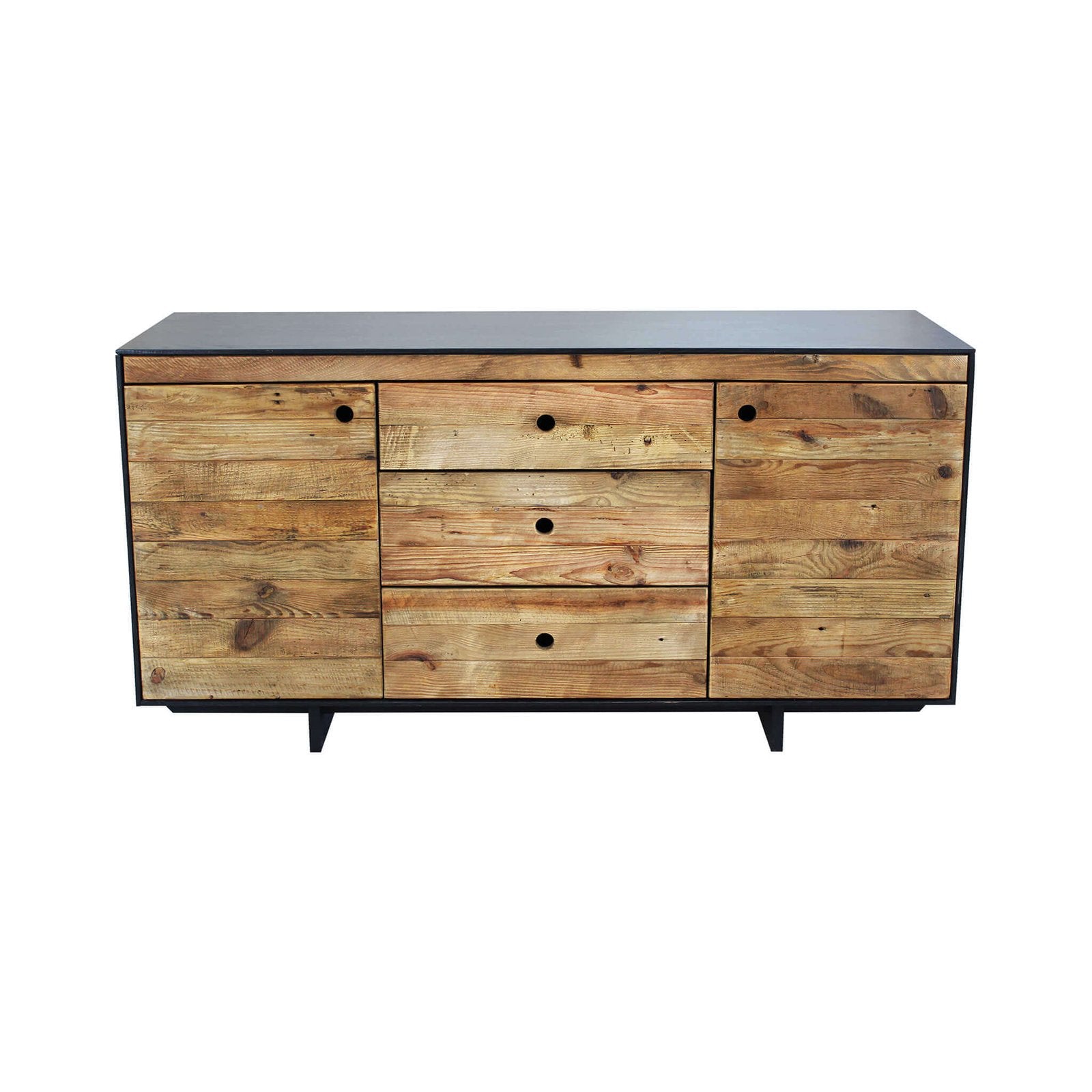 Madia 2 ante 3 cassetti in Pino riciclato cm 150x48x76 - PINE