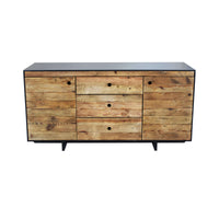 Madia 2 ante 3 cassetti in Pino riciclato cm 150x48x76 - PINE