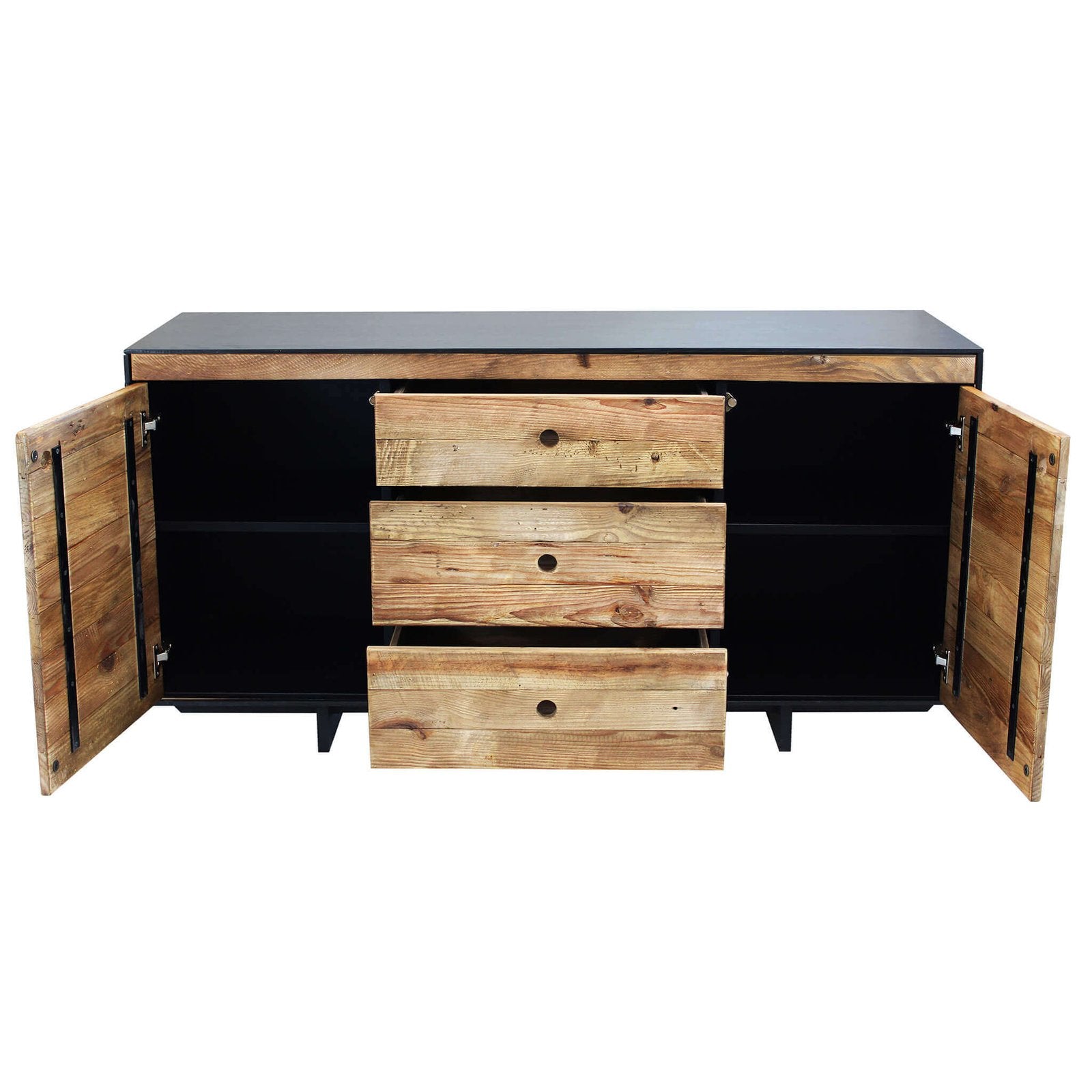 Madia 2 ante 3 cassetti in Pino riciclato cm 150x48x76 - PINE