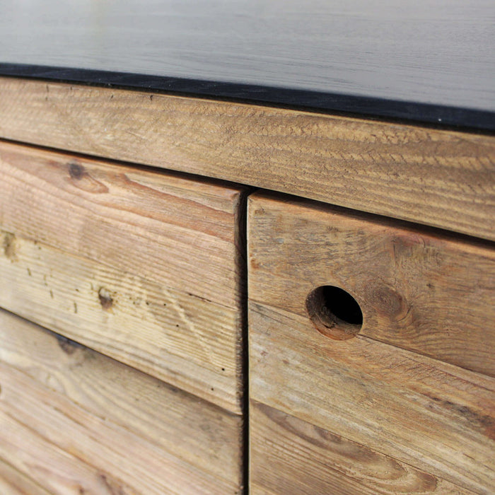 Madia 2 ante 3 cassetti in Pino riciclato cm 150x48x76 - PINE