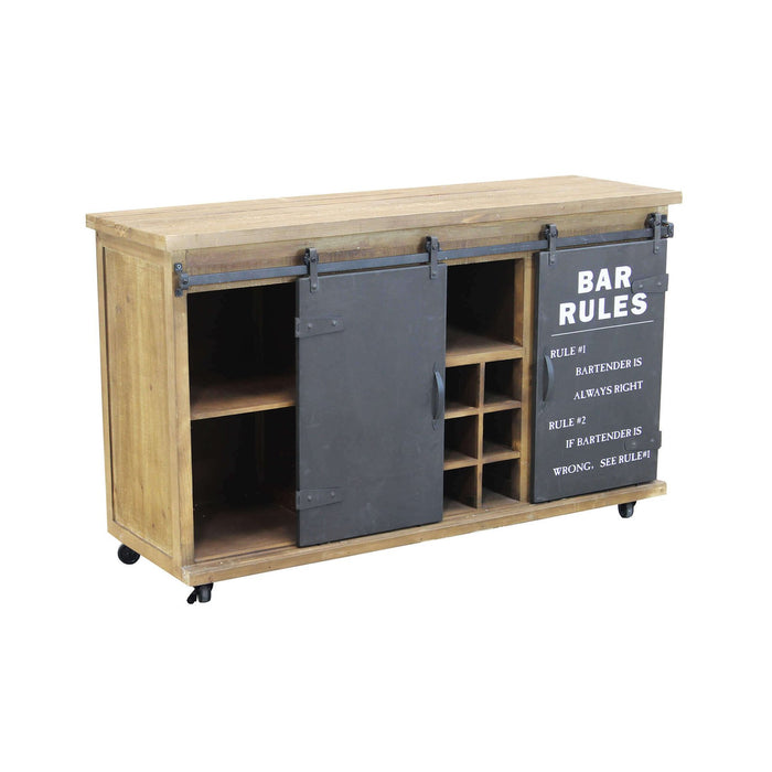 Madia con portabottiglie in Legno Acciaio cm 123x41x74 - LUCIUS