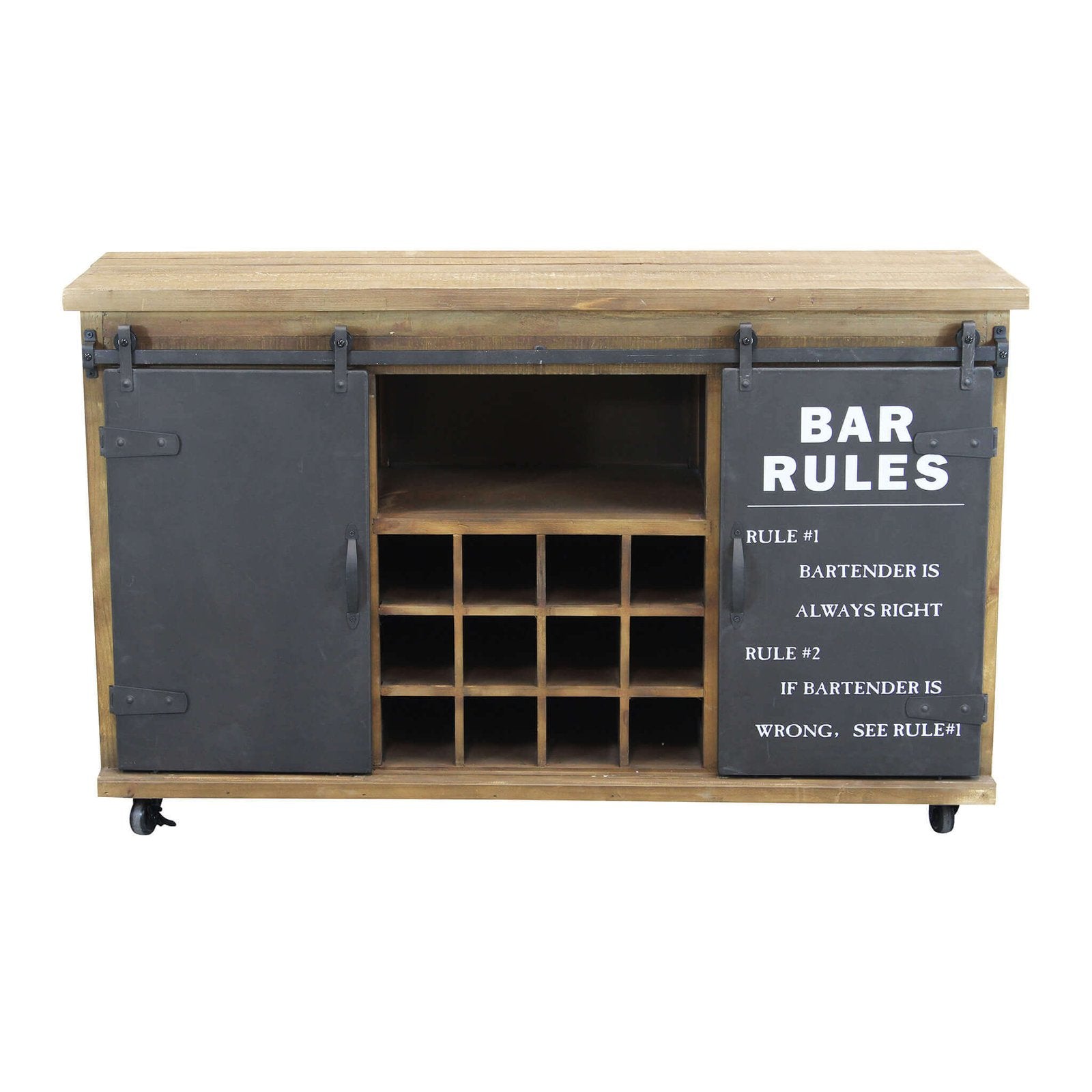 Madia con portabottiglie in Legno Acciaio cm 123x41x74 - LUCIUS