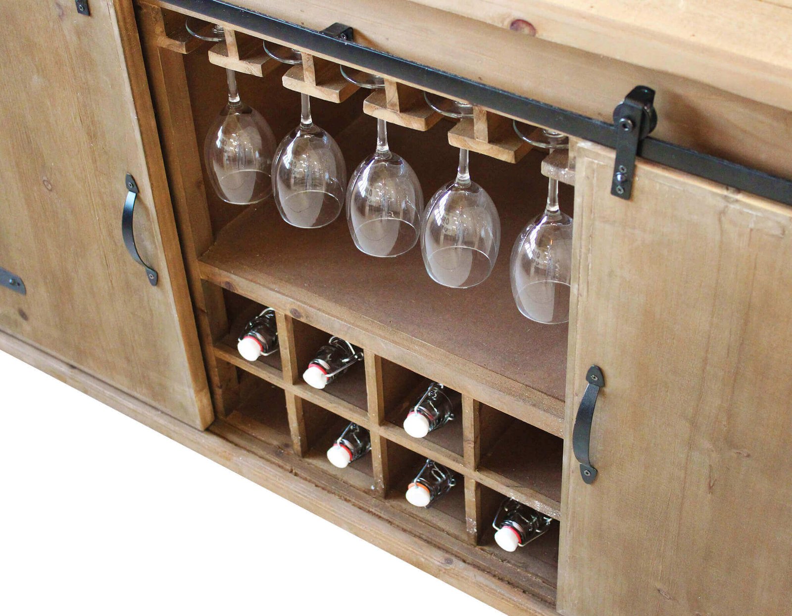 Madia con portabottiglie in Legno Acciaio cm 123x41x75 - DORIAN