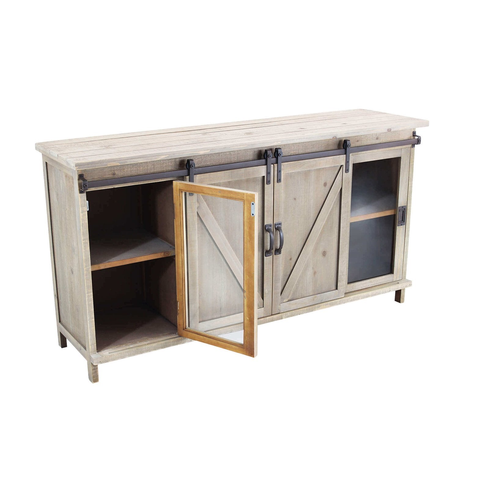 Madia per soggiorno Industrial in Acciaio Legno cm 142x41x76 - SHERLOCK