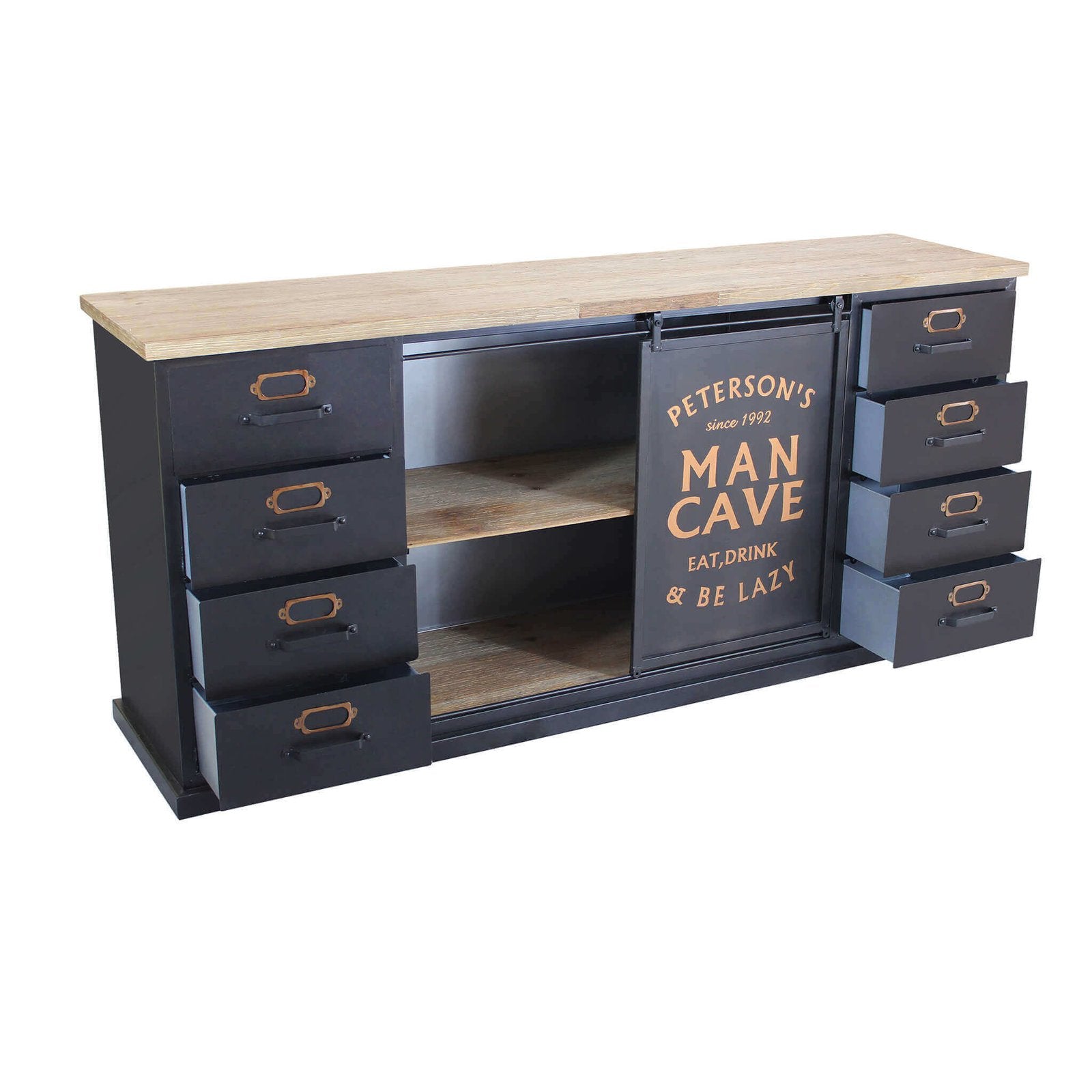 Madia Industrial in Acciaio Legno cm 164 5x40x74 5 - QUINTON