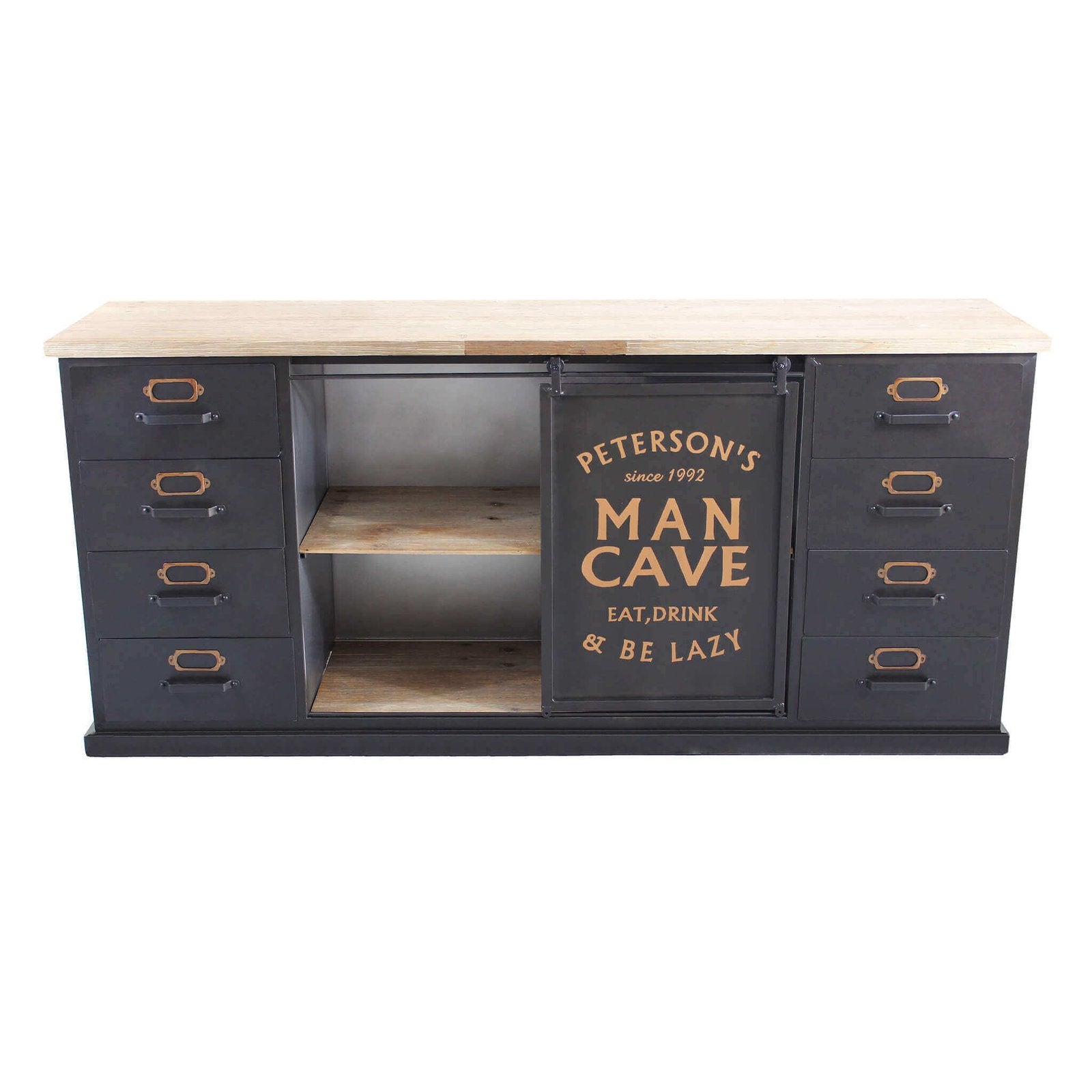 Madia Industrial in Acciaio Legno cm 164 5x40x74 5 - QUINTON