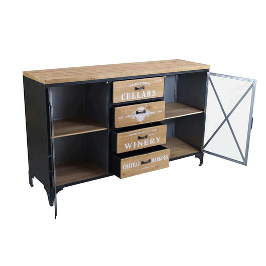 Madia per soggiorno Industrial in Legno Metallo cm 128x38x79 - GUS