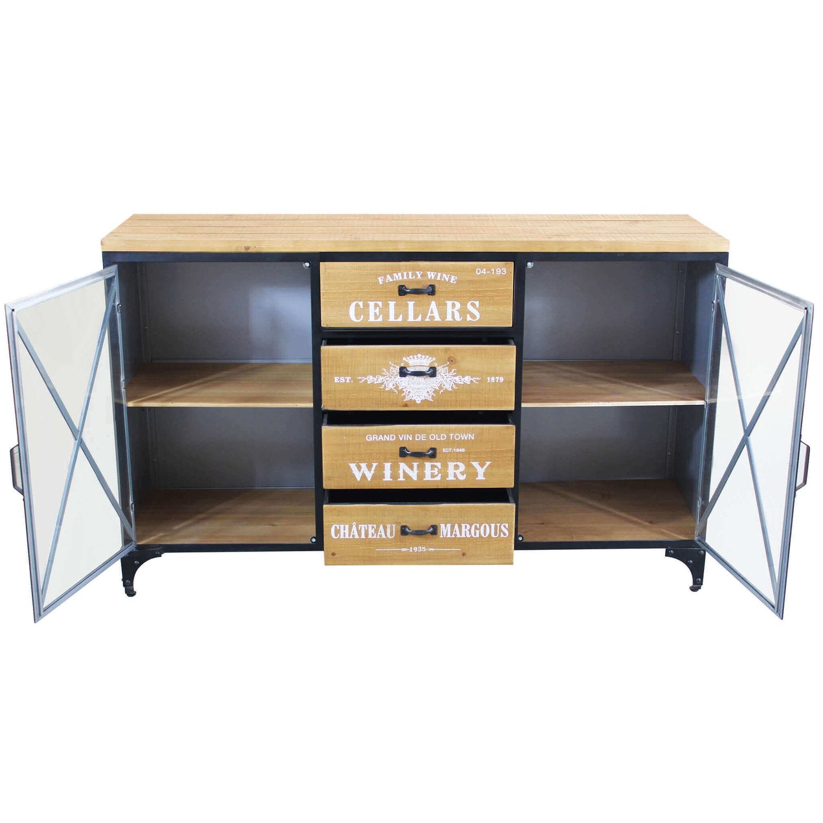 Madia per soggiorno Industrial in Legno Metallo cm 128x38x79 - GUS