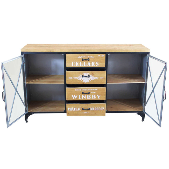 Madia per soggiorno Industrial in Legno Metallo cm 128x38x79 - GUS