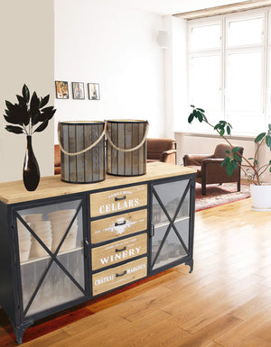 Madia per soggiorno Industrial in Legno Metallo cm 128x38x79 - GUS