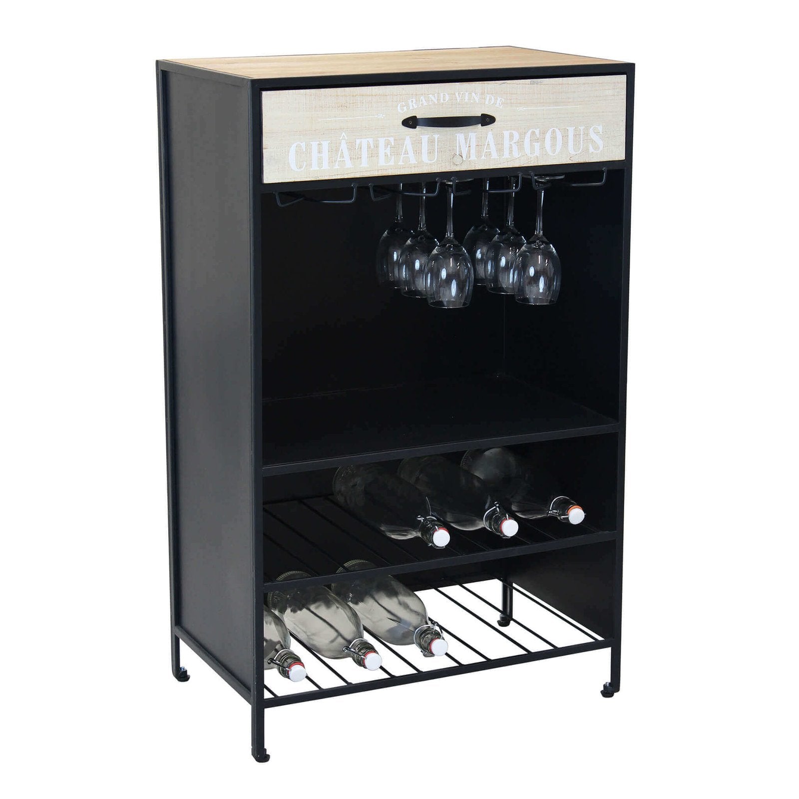 Mobile con portabottiglie in Legno Metallo cm 59x39 5x95 - GABRIEL