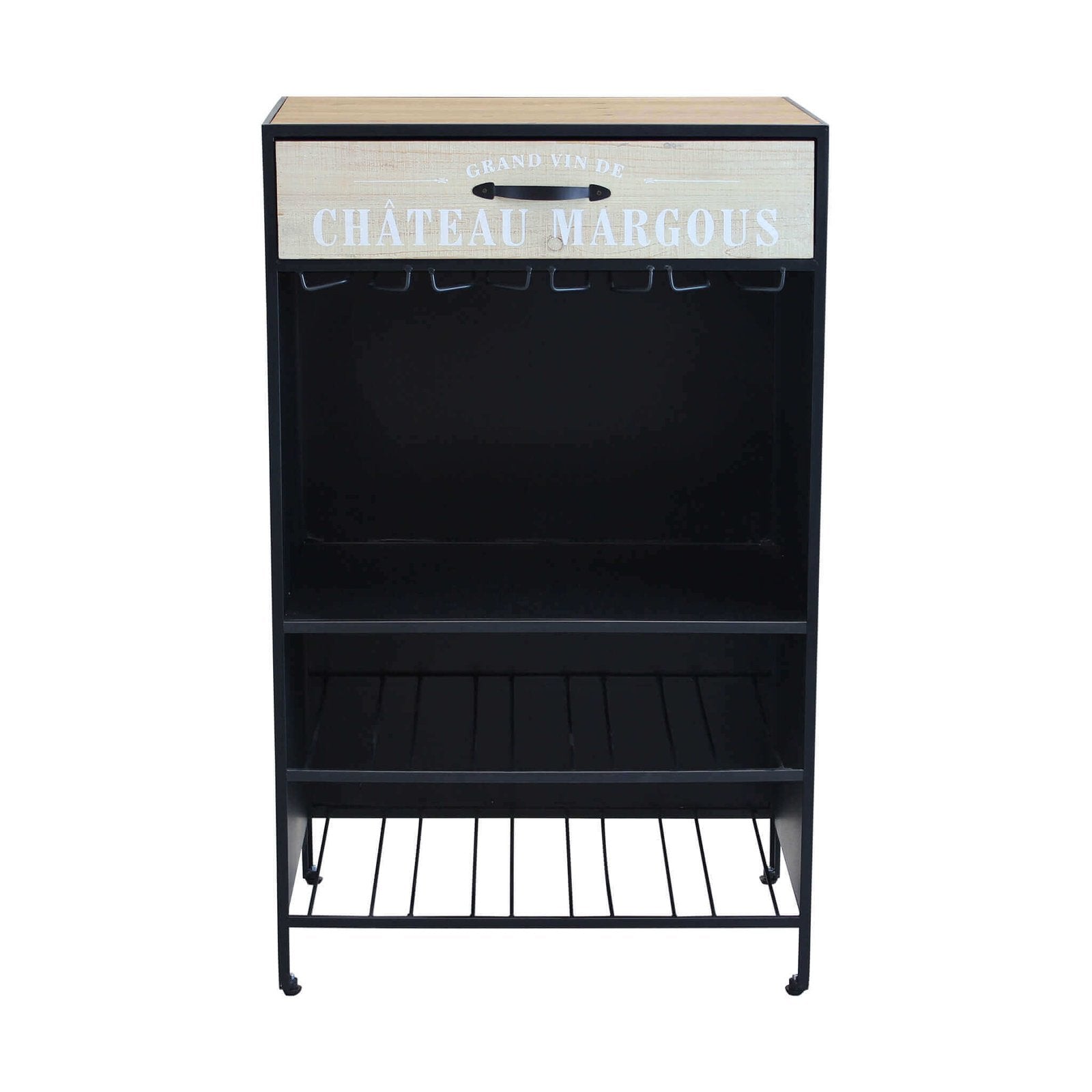 Mobile con portabottiglie in Legno Metallo cm 59x39 5x95 - GABRIEL