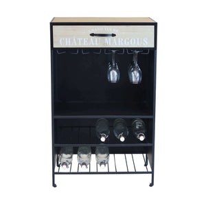 Mobile con portabottiglie in Legno Metallo cm 59x39 5x95 - GABRIEL